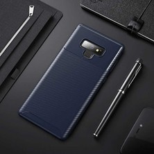 Nevarium Galaxy Note 9 Kılıf Karbon Dokulu Silikon - Lacivert