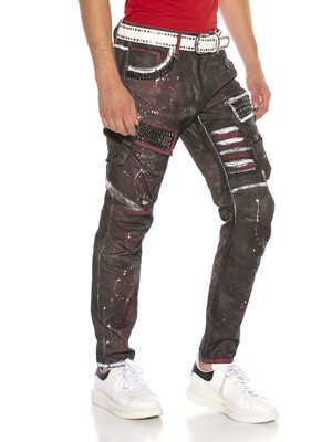 CD636 El Boyama Erkek Bordo Kargo Pantolon
