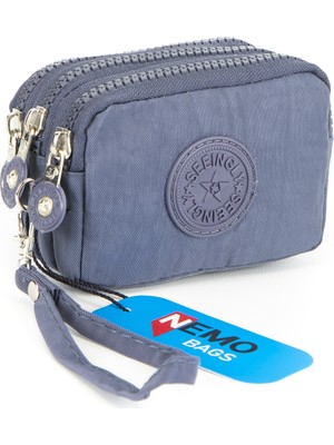 Nemo Bags Unisex Küçük Cüzdan Su Geçirmez 3 Gözlü Bileklikli Pratik Cüzdan 10X8CM