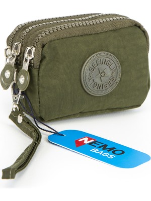 Nemo Bags Unisex Küçük Cüzdan Su Geçirmez 3 Gözlü Bileklikli Pratik Cüzdan 10X8CM