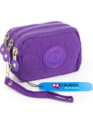 Nemo Bags Unisex Küçük Cüzdan Su Geçirmez 3 Gözlü Bileklikli Pratik Cüzdan 10X8CM