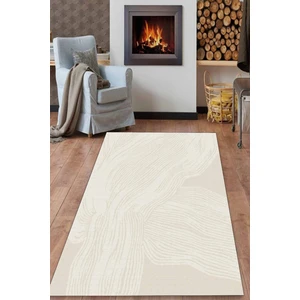 Cappio Halı Silik Çizgi Desenli Krem Halı (Makinada Yıkanabilir Kaymaz Dot Taban) - CP1349