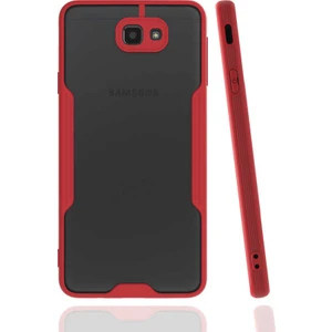 Galaxy J7 Prime Kılıf Arkası Mat Kamera Korumalı Silikon - Kırmızı