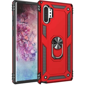 Galaxy Note 10 Plus Kılıf Tank Yüzüklü Yüksek Korumalı Silikon - Kırmızı