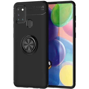 Galaxy A21S Kılıf Yüzüklü Silikon Range - Siyah