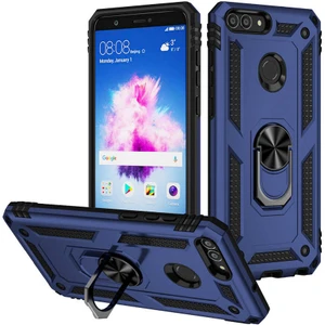 Huawei P Smart Kılıf Tank Yüzüklü Yüksek Korumalı Silikon - Mavi