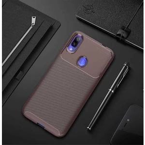 Xiaomi Redmi Note 7 Kılıf Karbon Dokulu Silikon - Kahverengi