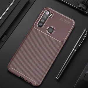 Xiaomi Redmi Note 8 Kılıf Karbon Dokulu Silikon - Kahverengi