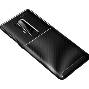 One Plus 8 Pro Kılıf Karbon Dokulu Silikon - Siyah