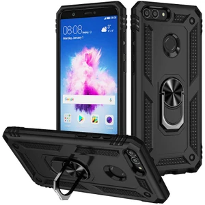 Huawei P Smart Kılıf Tank Yüzüklü Yüksek Korumalı Silikon - Siyah