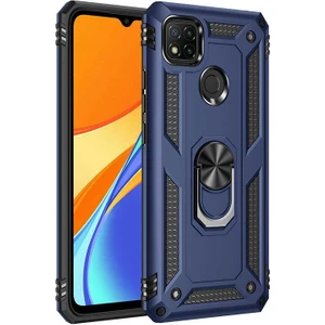 Xiaomi Redmi 9c Kılıf Tank Yüzüklü Yüksek Korumalı Silikon - Mavi