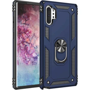 Galaxy Note 10 Plus Kılıf Tank Yüzüklü Yüksek Korumalı Silikon - Mavi