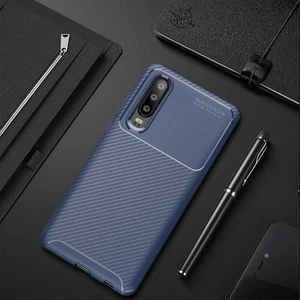 Huawei P30 Kılıf Karbon Dokulu Silikon - Lacivert