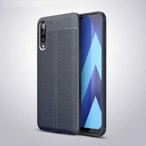 Galaxy A70 Kılıf Deri Dokulu Kamera Korumalı Silikon - Lacivert