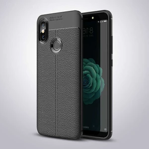 Xiaomi Mi 8 Kılıf Deri Dokulu Kamera Korumalı Silikon - Siyah