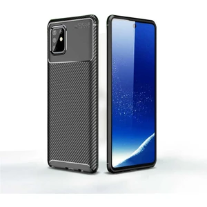 Galaxy A81 (Note 10 Lite) Kılıf Karbon Dokulu Silikon - Siyah