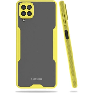 Galaxy M12 Kılıf Arkası Mat Kamera Korumalı Silikon - Sarı