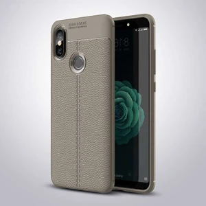 Xiaomi Mi 8 Kılıf Deri Dokulu Kamera Korumalı Silikon - Gri