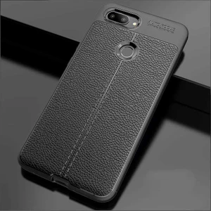 Xiaomi Mi 8 Lite Kılıf Deri Dokulu Kamera Korumalı Silikon - Siyah