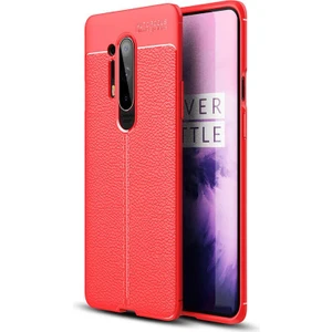 One Plus 8 Pro Kılıf Deri Dokulu Kamera Korumalı Silikon - Kırmızı