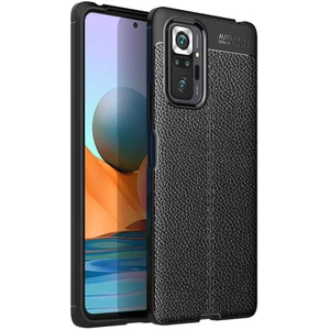 Xiaomi Redmi Note 10 Pro Kılıf Deri Dokulu Kamera Korumalı Silikon - Siyah