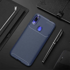 Xiaomi Redmi Note 7 Kılıf Karbon Dokulu Silikon - Lacivert