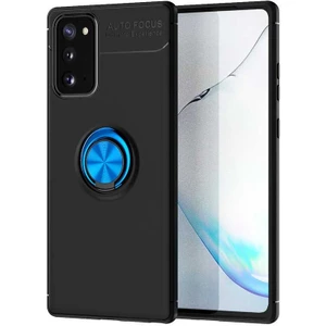 Galaxy Note 20 Kılıf Yüzüklü Silikon Range - Siyah-Mavi