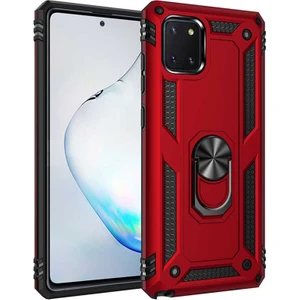 Galaxy A81 (Note 10 Lite) Kılıf Tank Yüzüklü Yüksek Korumalı Silikon - Kırmızı