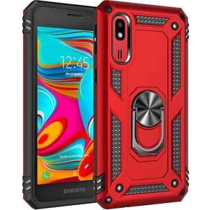 Galaxy A2 Core Kılıf Tank Yüzüklü Yüksek Korumalı Silikon - Kırmızı