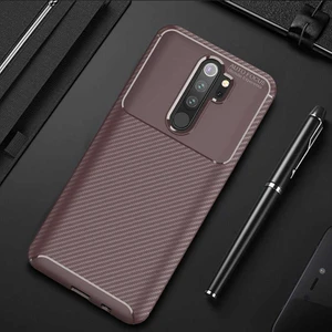 Xiaomi Redmi Note 8 Pro Kılıf Karbon Dokulu Silikon - Kahverengi