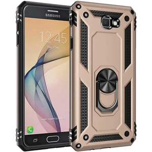 Galaxy J7 Prime Kılıf Tank Yüzüklü Yüksek Korumalı Silikon - Gold