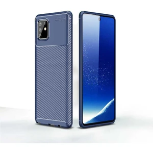 Galaxy A81 (Note 10 Lite) Kılıf Karbon Dokulu Silikon - Lacivert