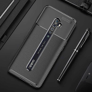 Oppo Reno 2z Kılıf Karbon Dokulu Silikon - Siyah