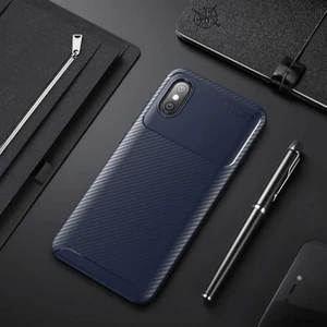 Xiaomi Mi 8 Pro Kılıf Karbon Dokulu Silikon - Lacivert