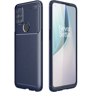 One Plus Nord N10 5g Kılıf Karbon Dokulu Silikon - Lacivert