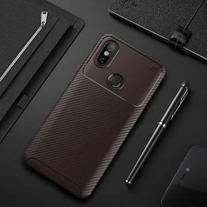 Xiaom Redmi Note 5 Pro Kılıf Karbon Dokulu Silikon - Kahverengi
