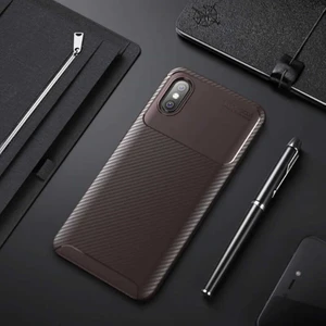 Xiaomi Mi 8 Pro Kılıf Karbon Dokulu Silikon - Kahverengi