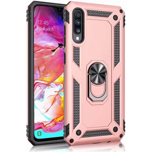 Galaxy A70 Kılıf Tank Yüzüklü Yüksek Korumalı Silikon - Rose Gold