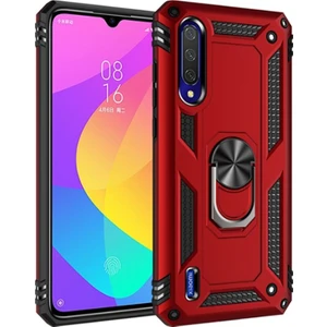 Xiaomi Mi A3 Kılıf Tank Yüzüklü Yüksek Korumalı Silikon - Kırmızı