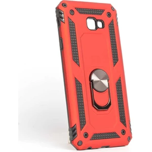 Galaxy J4 Plus Kılıf Tank Yüzüklü Yüksek Korumalı Silikon - Kırmızı