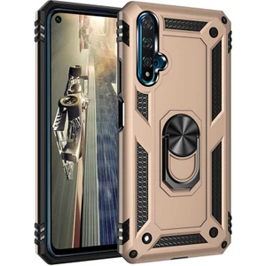 Huawei Nova 5t Kılıf Tank Yüzüklü Yüksek Korumalı Silikon - Gold