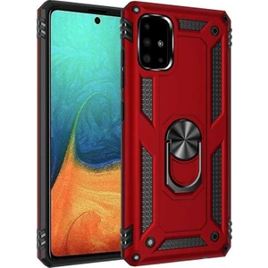 Galaxy A51 Kılıf Tank Yüzüklü Yüksek Korumalı Silikon - Kırmızı