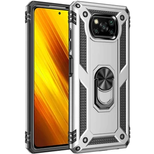 Xiaomi Poco X3 Kılıf Tank Yüzüklü Yüksek Korumalı Silikon - Gri