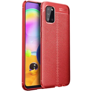 Galaxy A31 Kılıf Deri Dokulu Kamera Korumalı Silikon - Kırmızı
