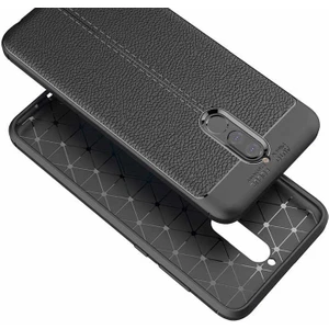 Huawei Mate 10 Lite Kılıf Deri Dokulu Kamera Korumalı Silikon - Siyah