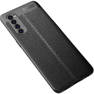 Oppo Reno 4 Pro 4g Kılıf Deri Dokulu Kamera Korumalı Silikon - Siyah