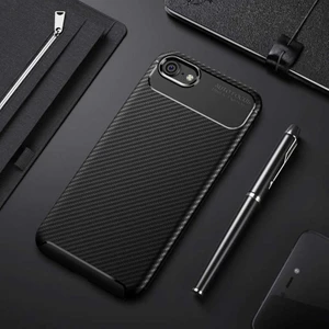 Apple iPhone 8 Kılıf Karbon Dokulu Silikon - Siyah