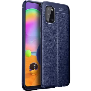Galaxy A31 Kılıf Deri Dokulu Kamera Korumalı Silikon - Lacivert