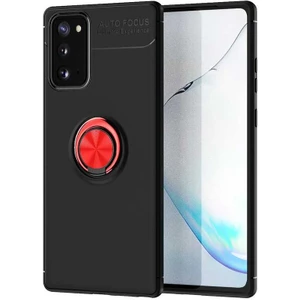Galaxy Note 20 Kılıf Yüzüklü Silikon Range - Siyah-Kırmızı