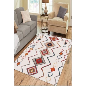 Esta Halı Şönil Kilim Desenli Krem Halı (Makinada Yıkanabilir Kaymaz Dot Taban) - ES1361